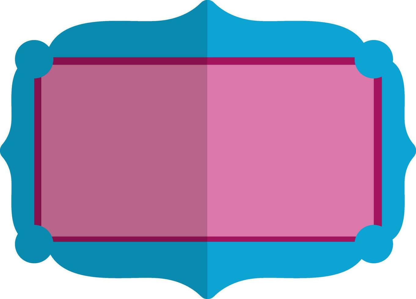 Flat style blank frame in pink and blue color. vector