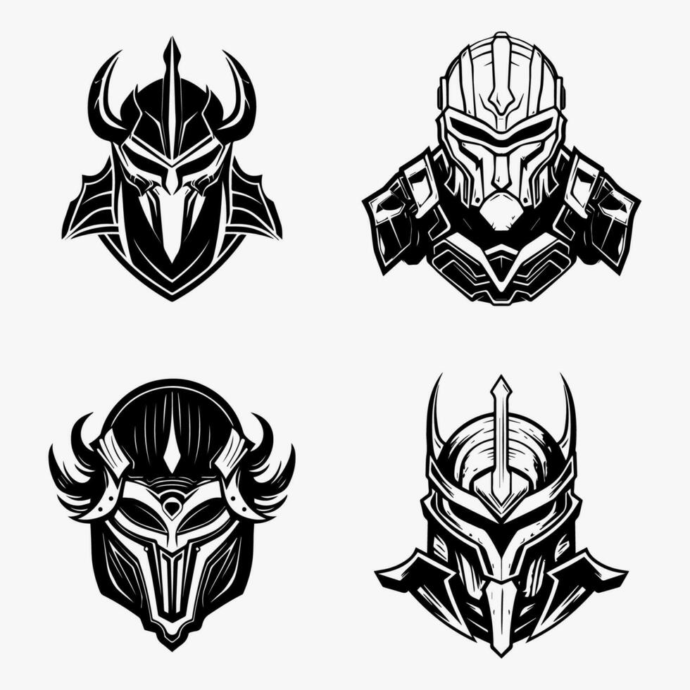 Knightly Armor Emblem  Create a bold and memorable logo design that showcases the strength and courage of a medieval knight. vector