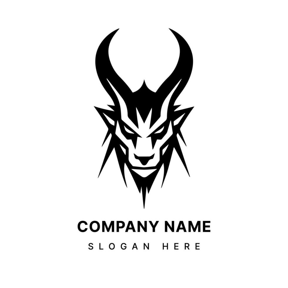 Mystical and enigmatic Baphomet head illustration logo design for a unique and captivating brand identity. Occult, symbolism, and mystery. vector