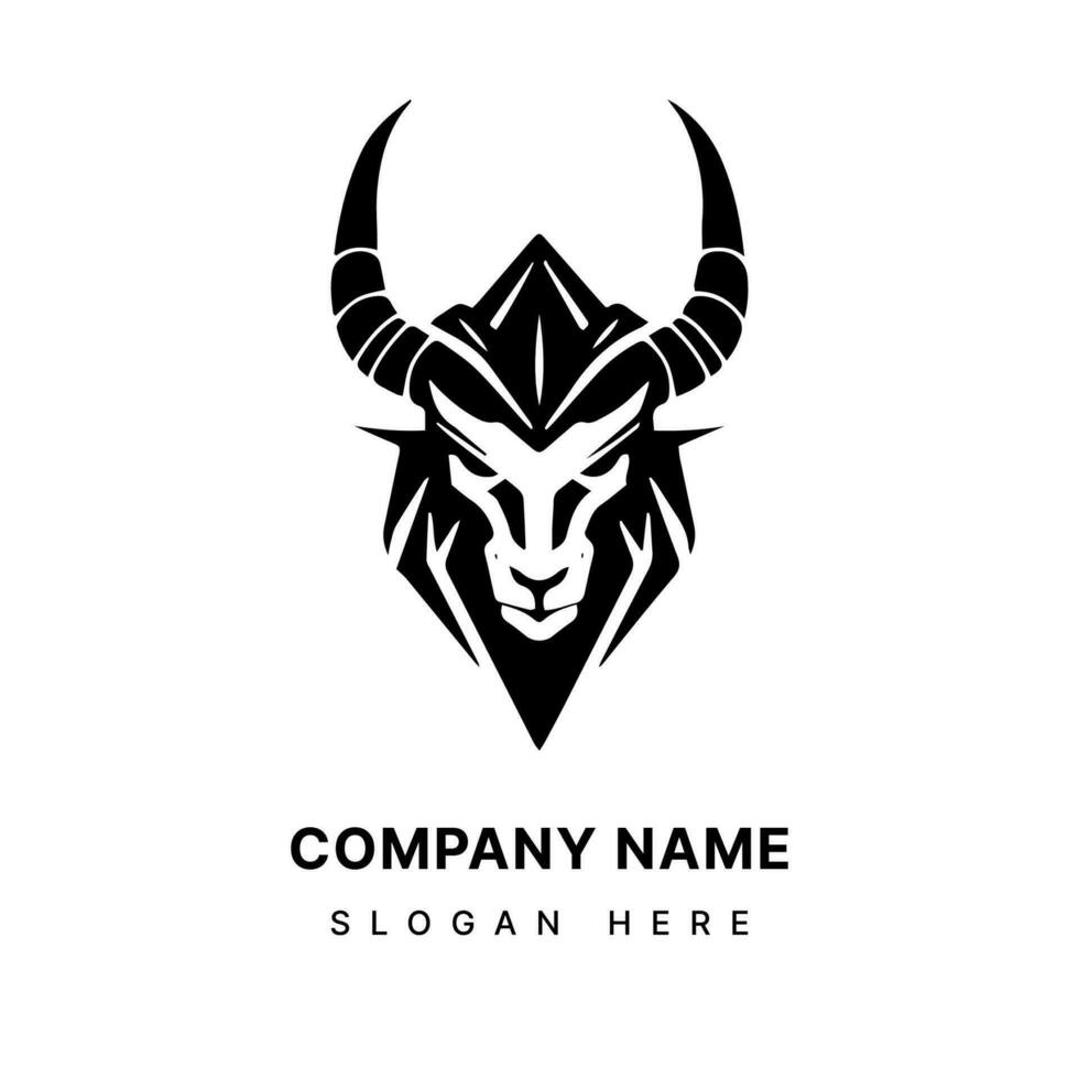Mystical and enigmatic Baphomet head illustration logo design for a unique and captivating brand identity. Occult, symbolism, and mystery. vector