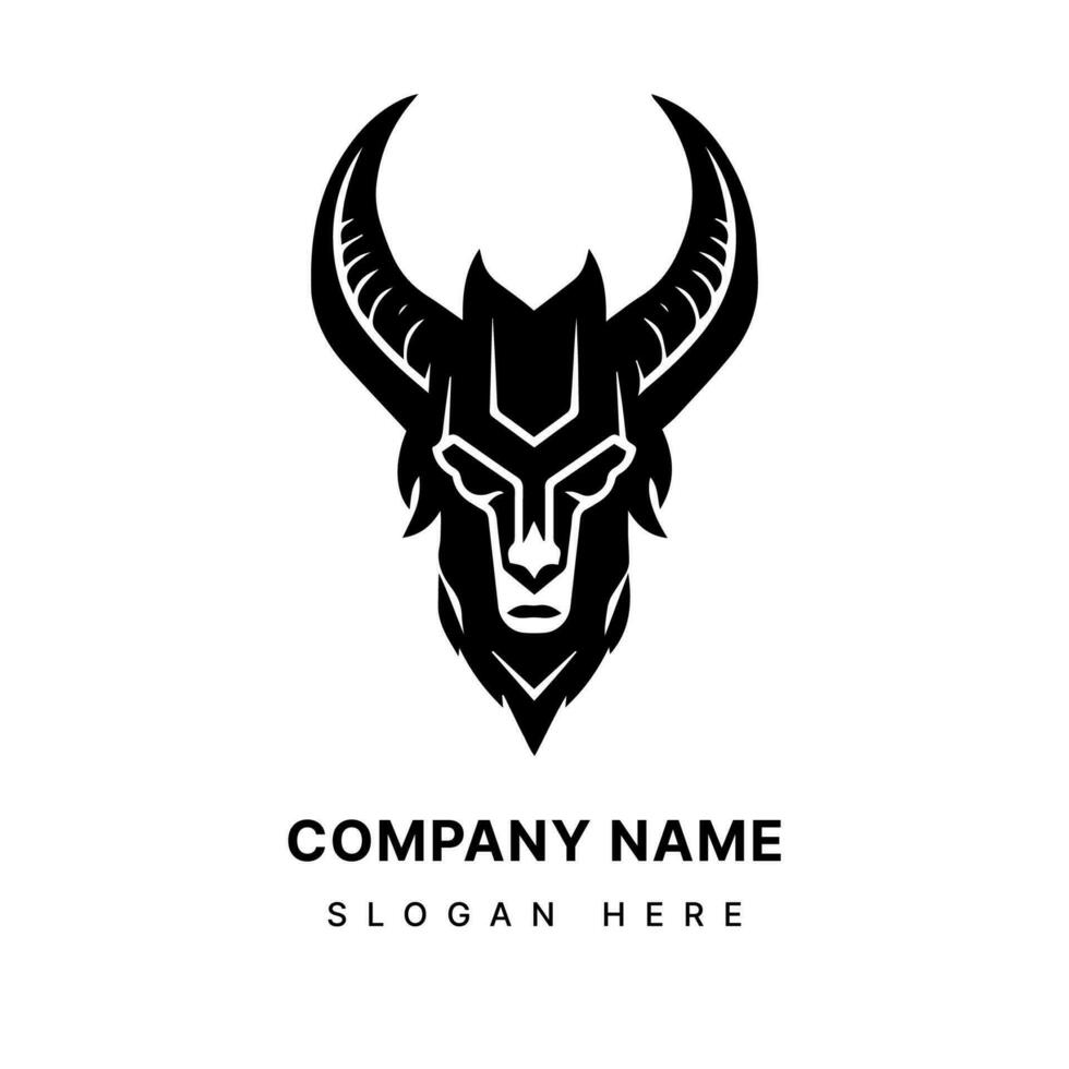 Harness the power of symbolism with a striking Baphomet head illustration logo design. Bold, mysterious, and evocative for a captivating brand. vector