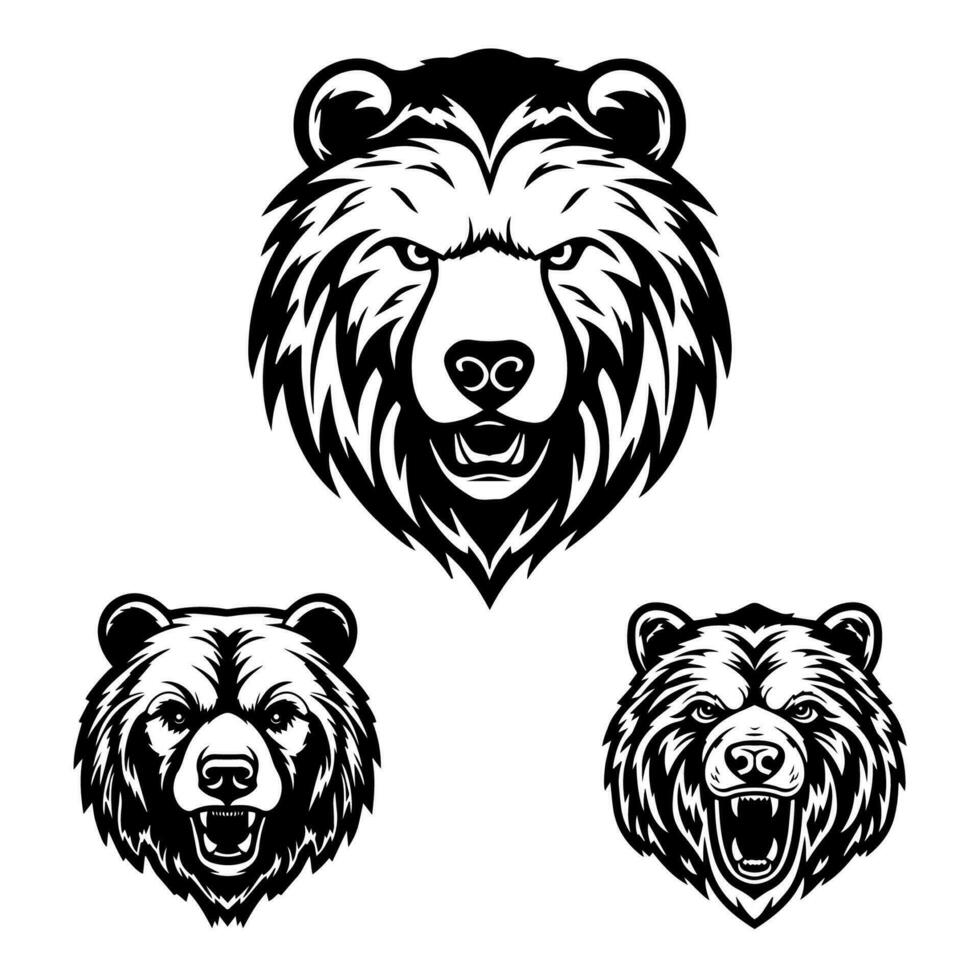 un cautivador mano dibujado oso logo diseño ilustración, exudando poder y gracia. ideal para fauna silvestre conservación organizaciones, Deportes equipos, y vestir marcas majestuoso, feroz, simbólico, eterno. vector