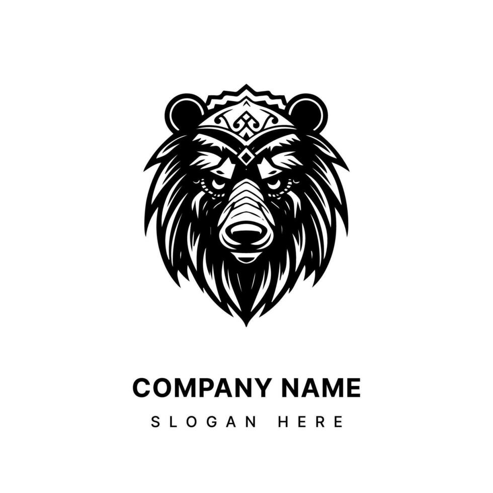 Hand drawn bear logo design illustration that combines elegance and playfulness. Suitable for children's brands, organic products, and creative ventures. vector