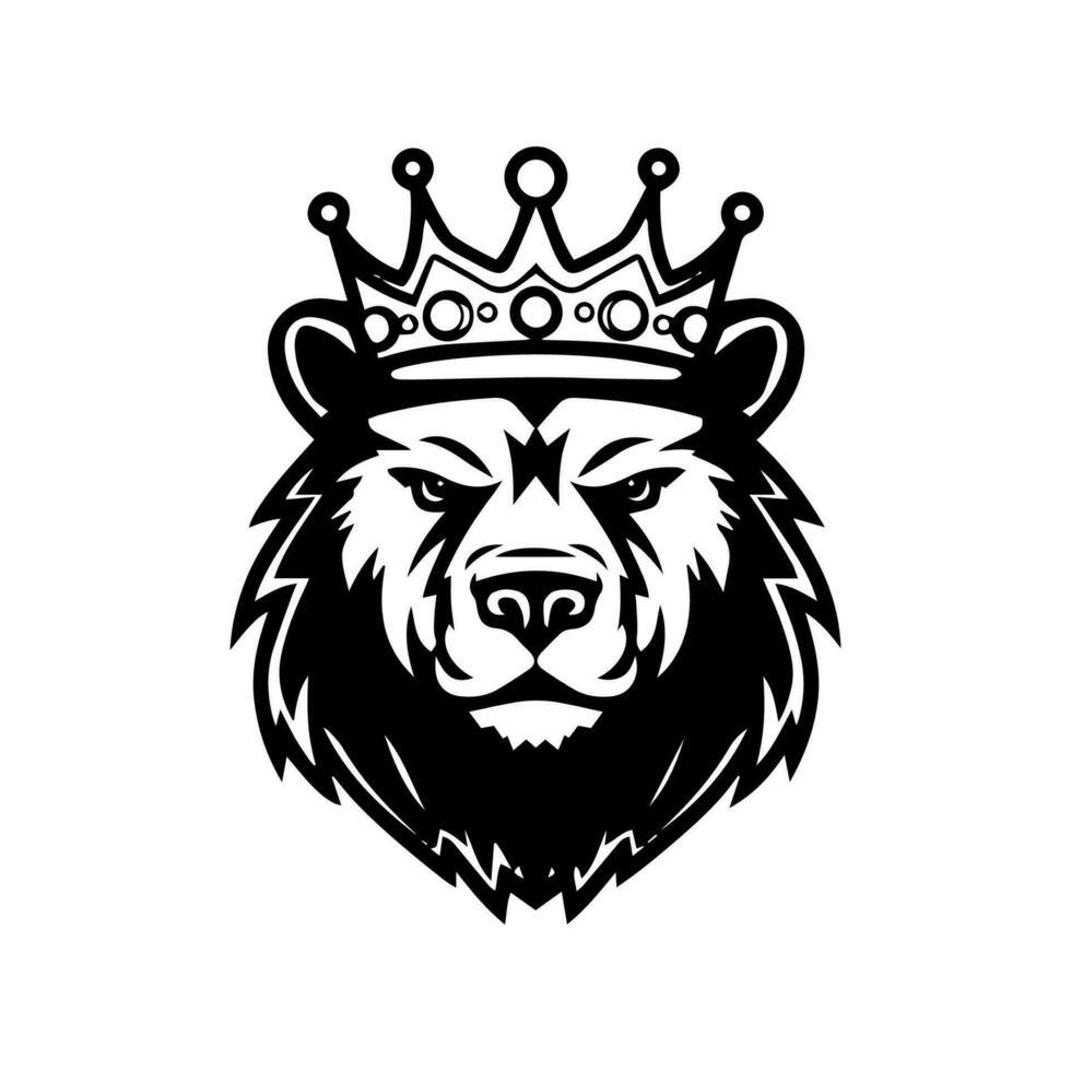 oso vistiendo un corona mano dibujado logo diseño ilustración vector