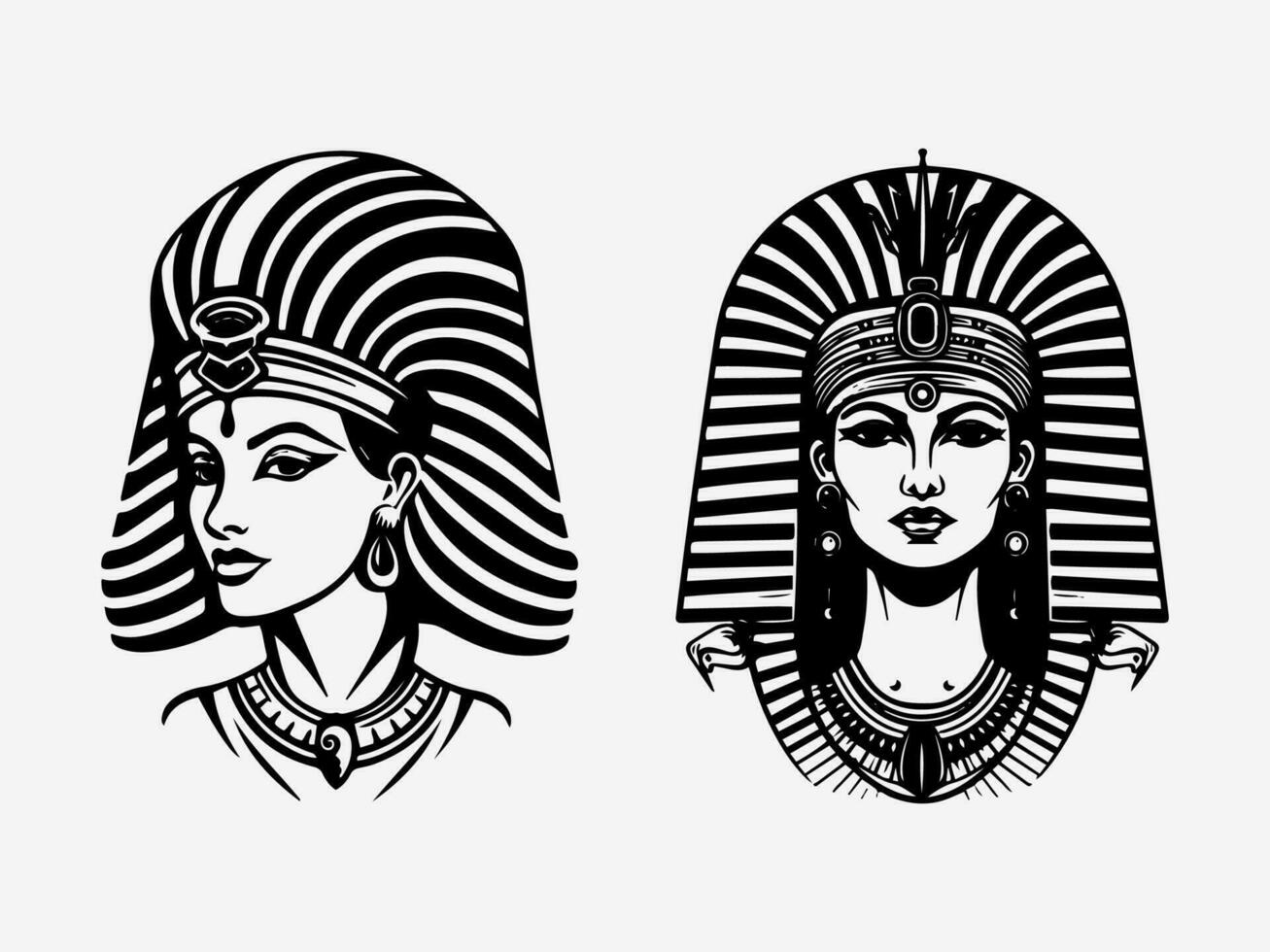 Captivating Cleopatra inspired logo design with a hand drawn touch, exuding elegance, power, and timeless allure. Perfect for luxury brands and beauty businesses. vector