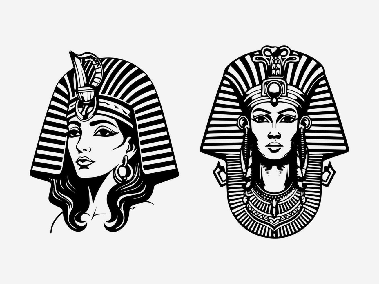 Cleopatra hand drawn logo design illustration vector