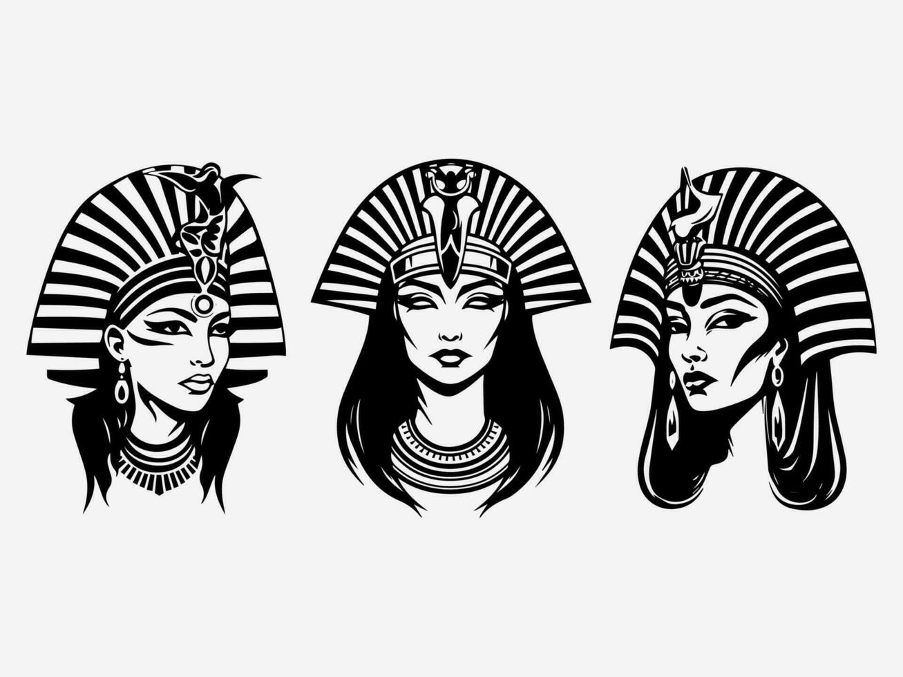 un maravilloso mano dibujado ilustración de cleopatra en un logo diseño ese capturas su legendario encanto y sofisticación. Perfecto para entretenimiento, joyas, y cultural organizaciones vector