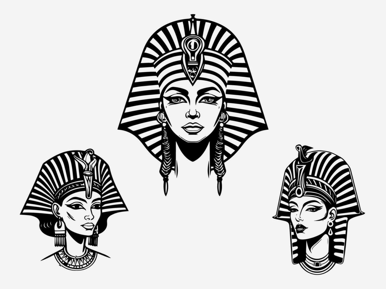 un maravilloso mano dibujado ilustración de cleopatra en un logo diseño ese capturas su legendario encanto y sofisticación. Perfecto para entretenimiento, joyas, y cultural organizaciones vector