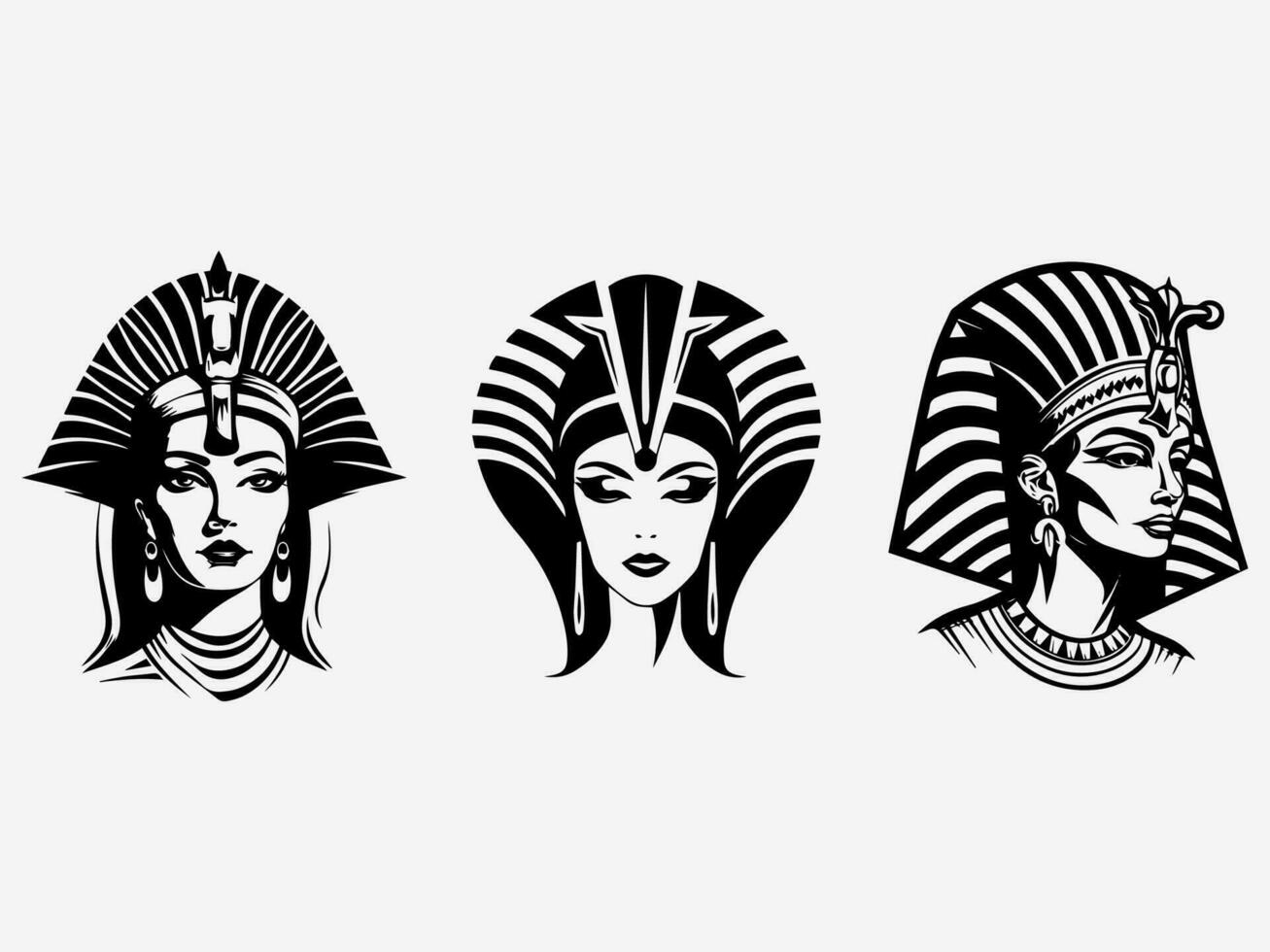 Captivating Cleopatra inspired logo design with a hand drawn touch, exuding elegance, power, and timeless allure. Perfect for luxury brands and beauty businesses. vector