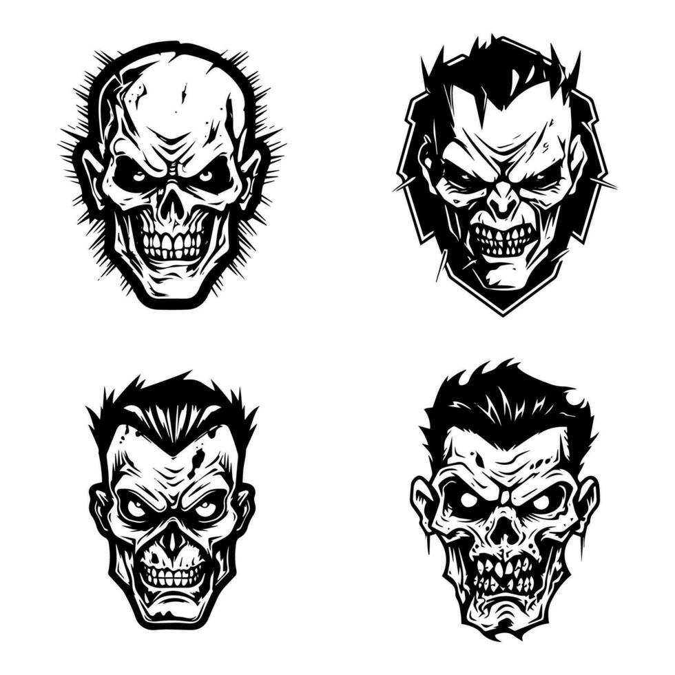 creepy zombie hand drawn logo design illustration vector