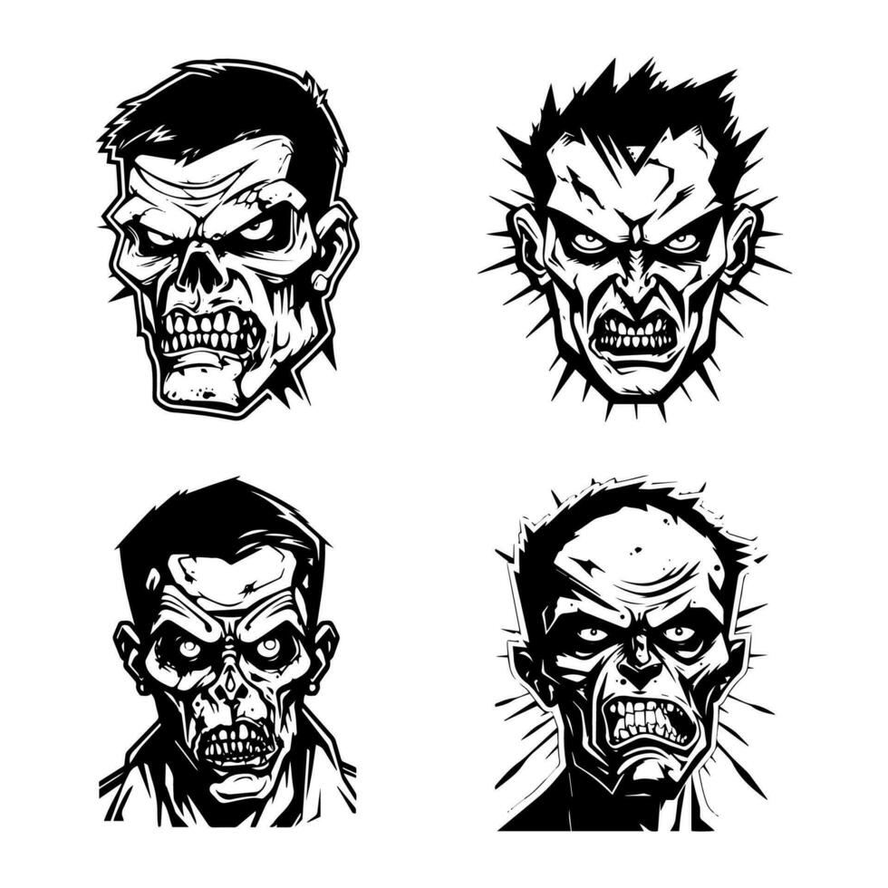 traer tu marca a vida con un escalofriante toque utilizando esta mano dibujado logo diseño ilustración presentando un Siniestro zombi. Perfecto para obsesionado atracciones y juego de azar logos vector