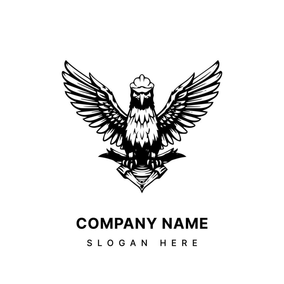 Graceful eagle logo design illustration symbolizing elegance and precision. Suitable for luxury, fashion, and wildlife conservation brands. Timeless and sophisticated. vector