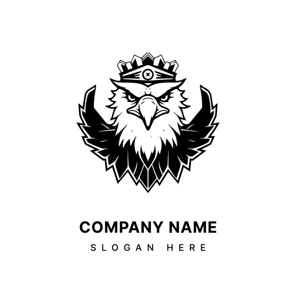 Graceful eagle logo design illustration symbolizing elegance and precision. Suitable for luxury, fashion, and wildlife conservation brands. Timeless and sophisticated. vector