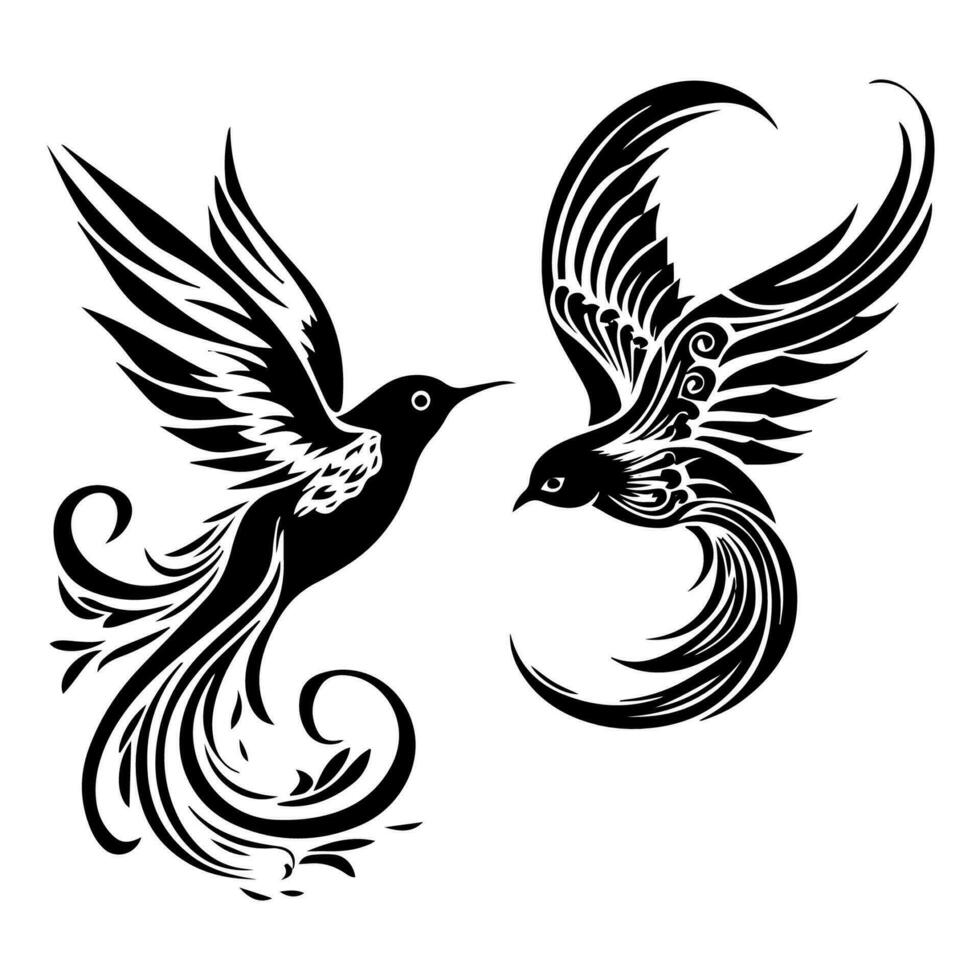 Flying Bird tribal tattoo vector