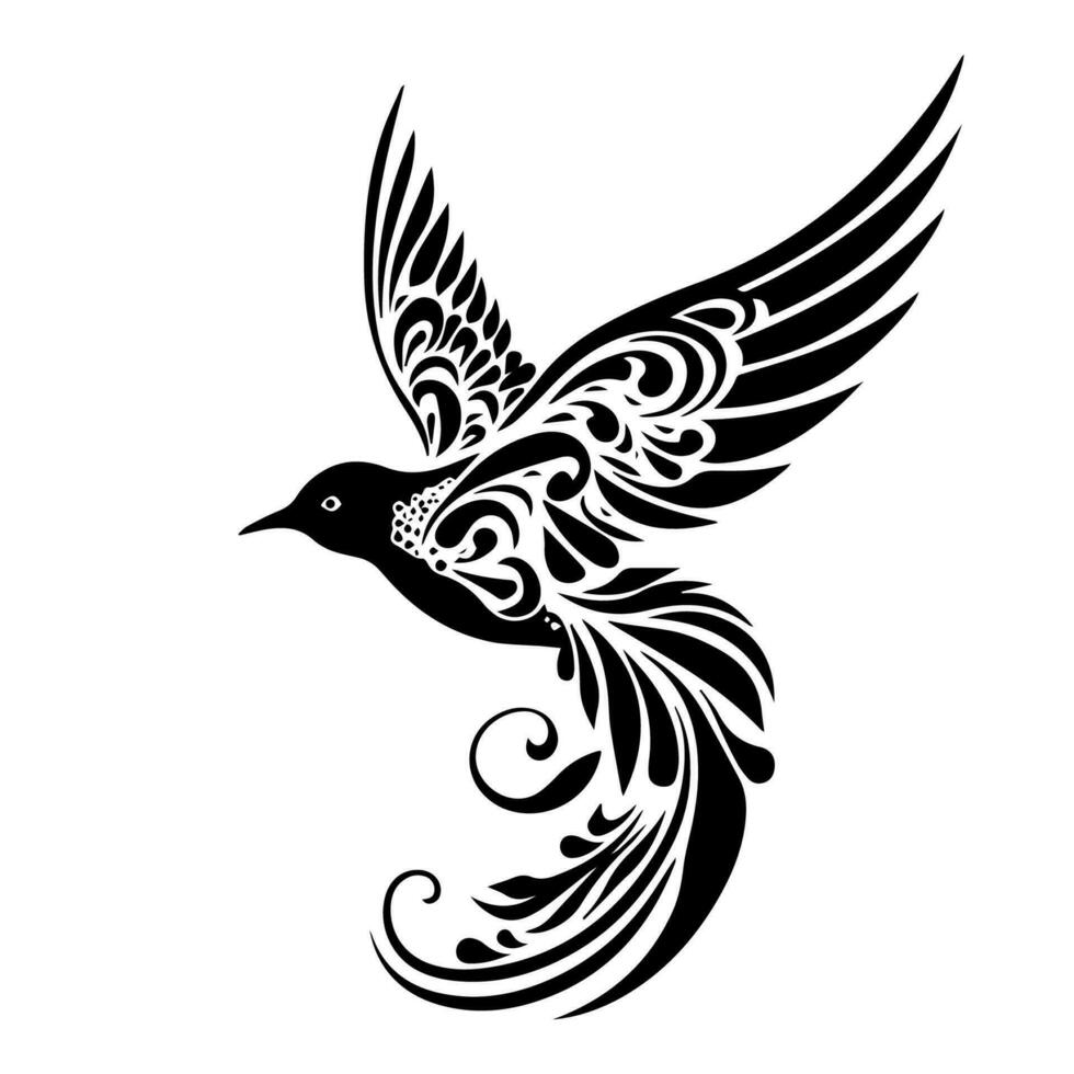 Flying Bird tribal tattoo vector