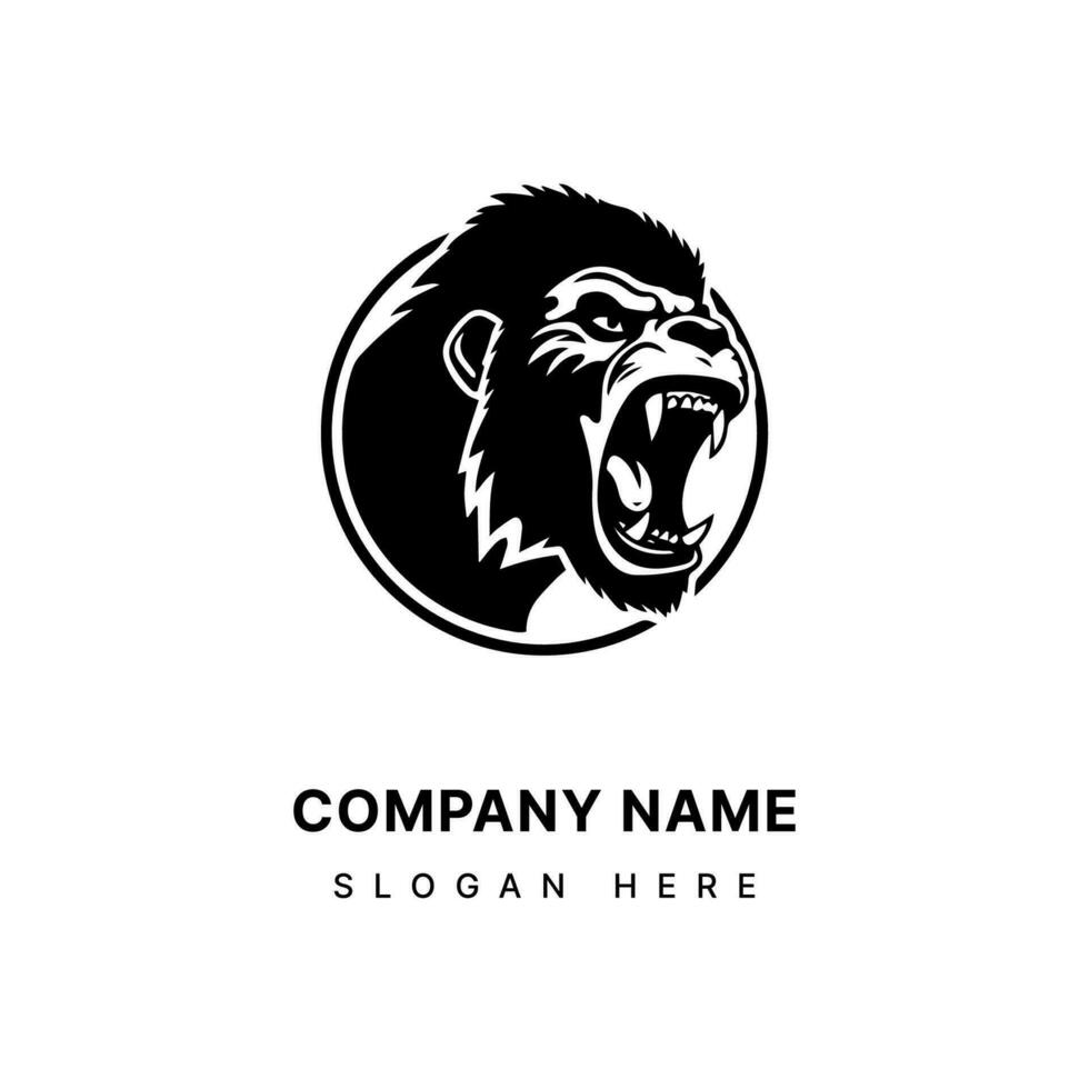 Hand drawn gorilla logo design, embodying the essence of the wild. With its striking presence, it symbolizes leadership, intelligence, and the untamed spirit of the animal kingdom. vector