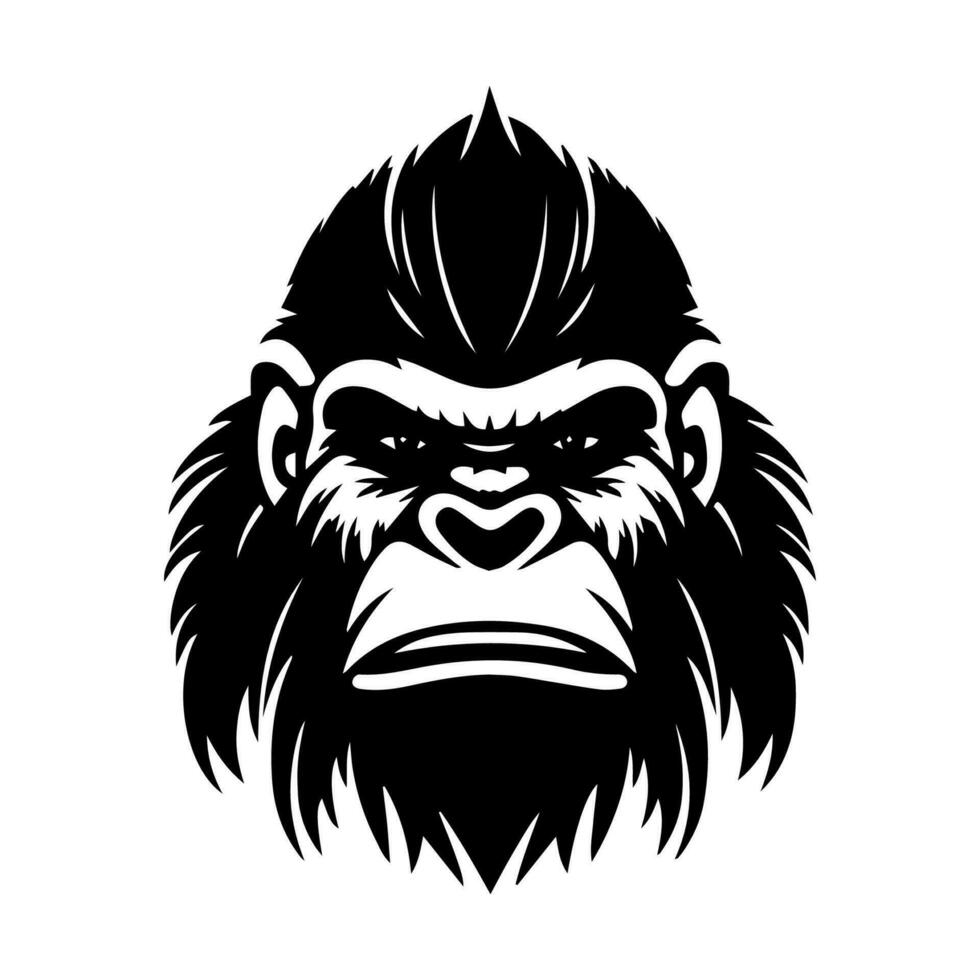 Majestic gorilla logo design with intricate hand drawn details, showcasing strength, power, and wild beauty. A symbol of primal energy and untamed spirit. vector