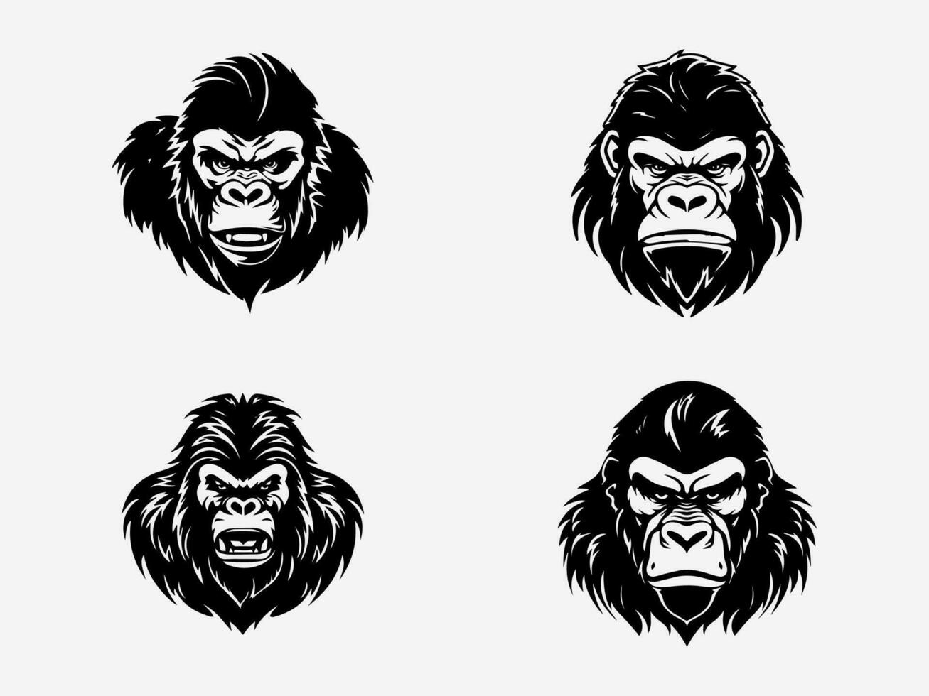 Hand drawn gorilla logo design, embodying the essence of the wild. With its striking presence, it symbolizes leadership, intelligence, and the untamed spirit of the animal kingdom. vector