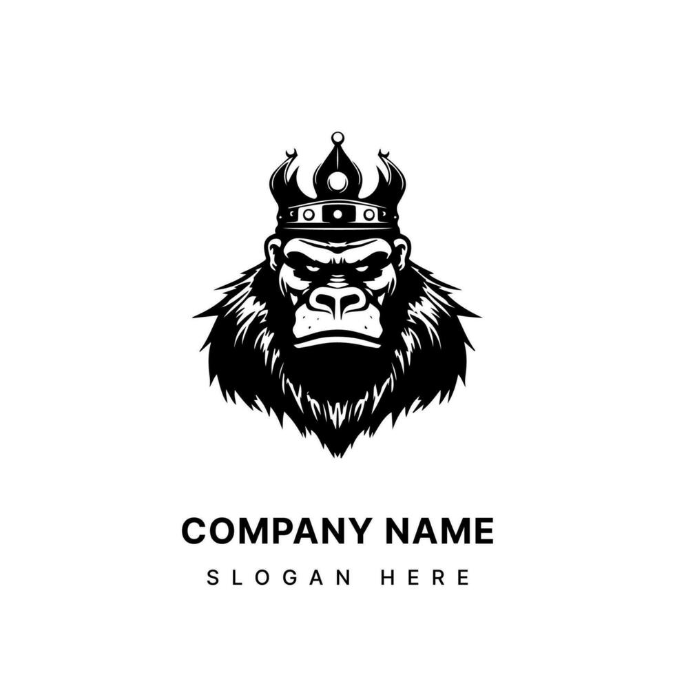 majestuoso gorila logo diseño con intrincado mano dibujado detalles, exhibiendo fortaleza, fuerza, y salvaje belleza. un símbolo de primitivo energía y salvaje espíritu. vector
