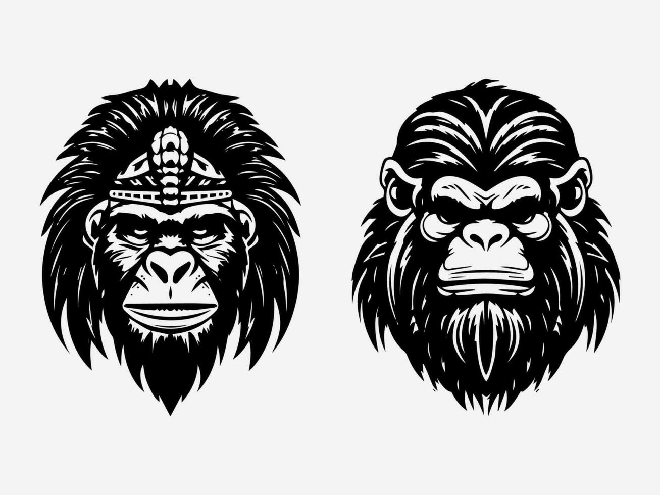 gorilla hand drawn logo design illustration vector