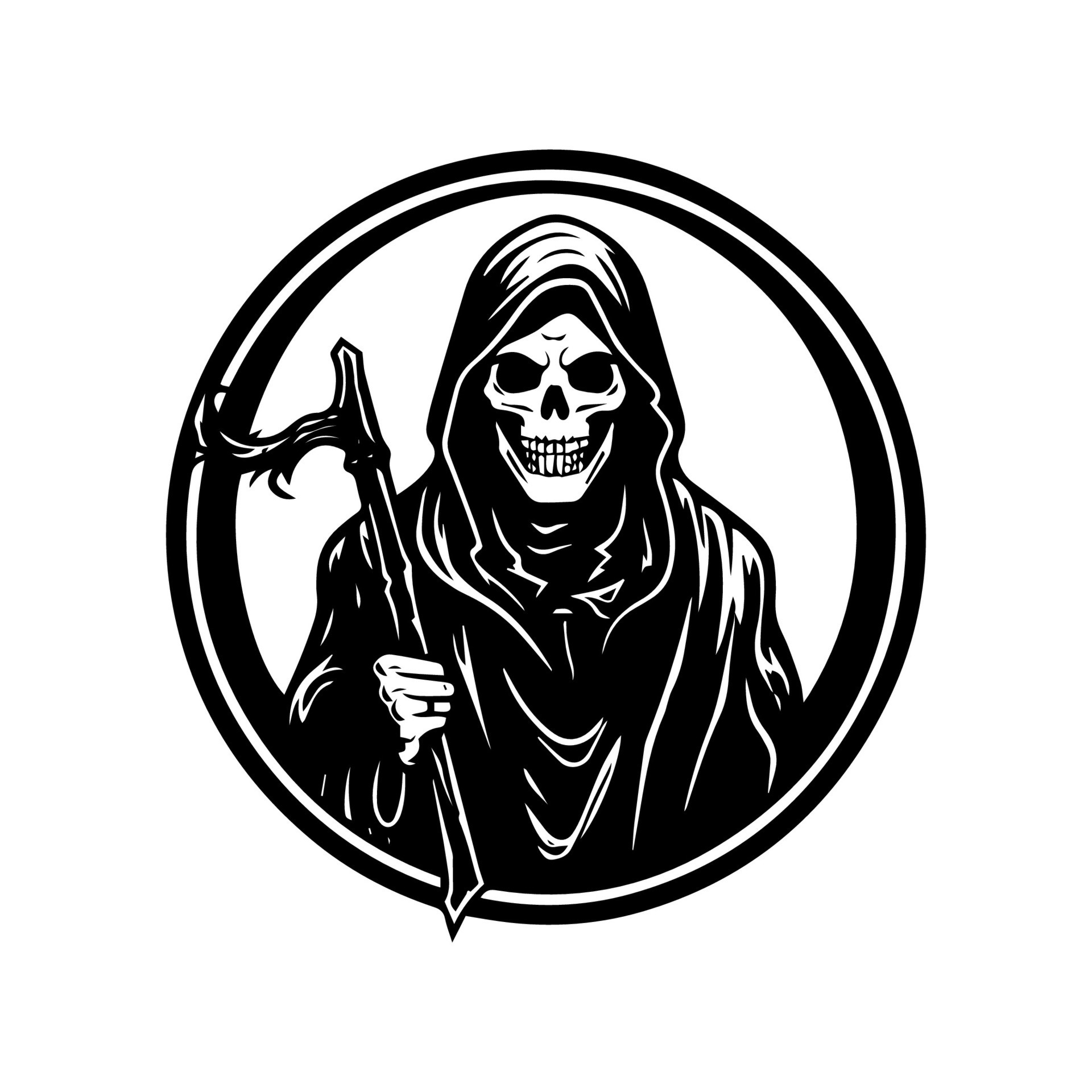 Mysterious and haunting hand drawn illustration of the Grim Reaper ...