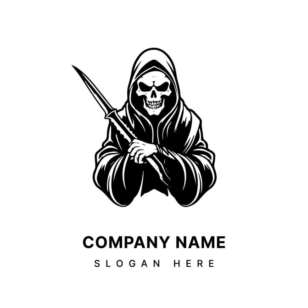 grim reaper hand drawn illustration vector