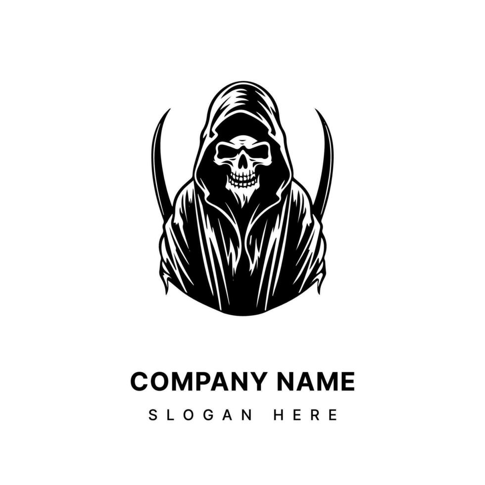 Mysterious and haunting hand drawn illustration of the Grim Reaper, symbolizing the inevitable cycle of life and death. vector