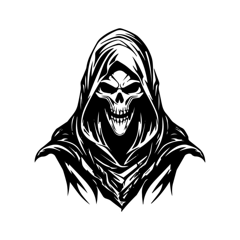 grim reaper hand drawn illustration vector