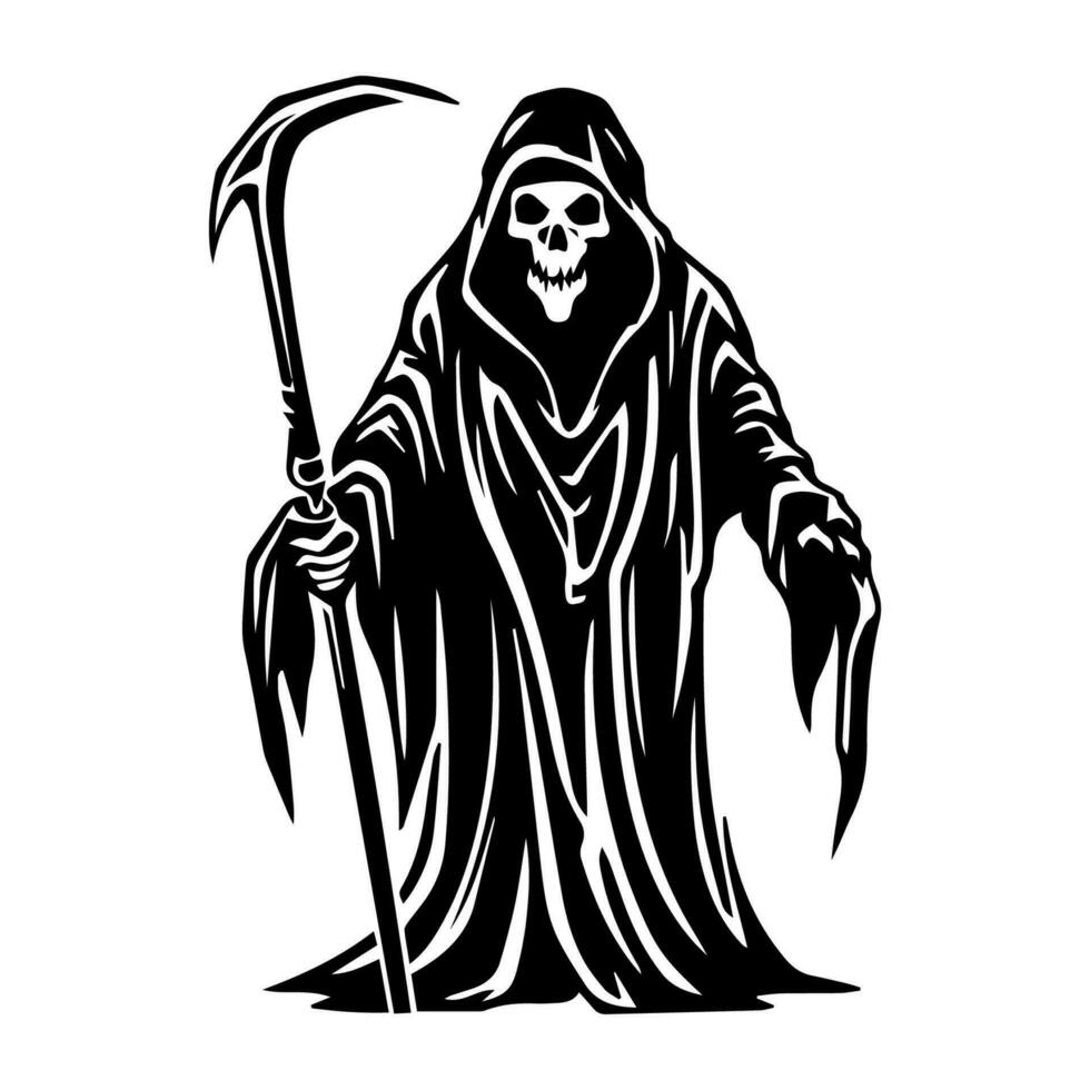 grim reaper hand drawn illustration vector