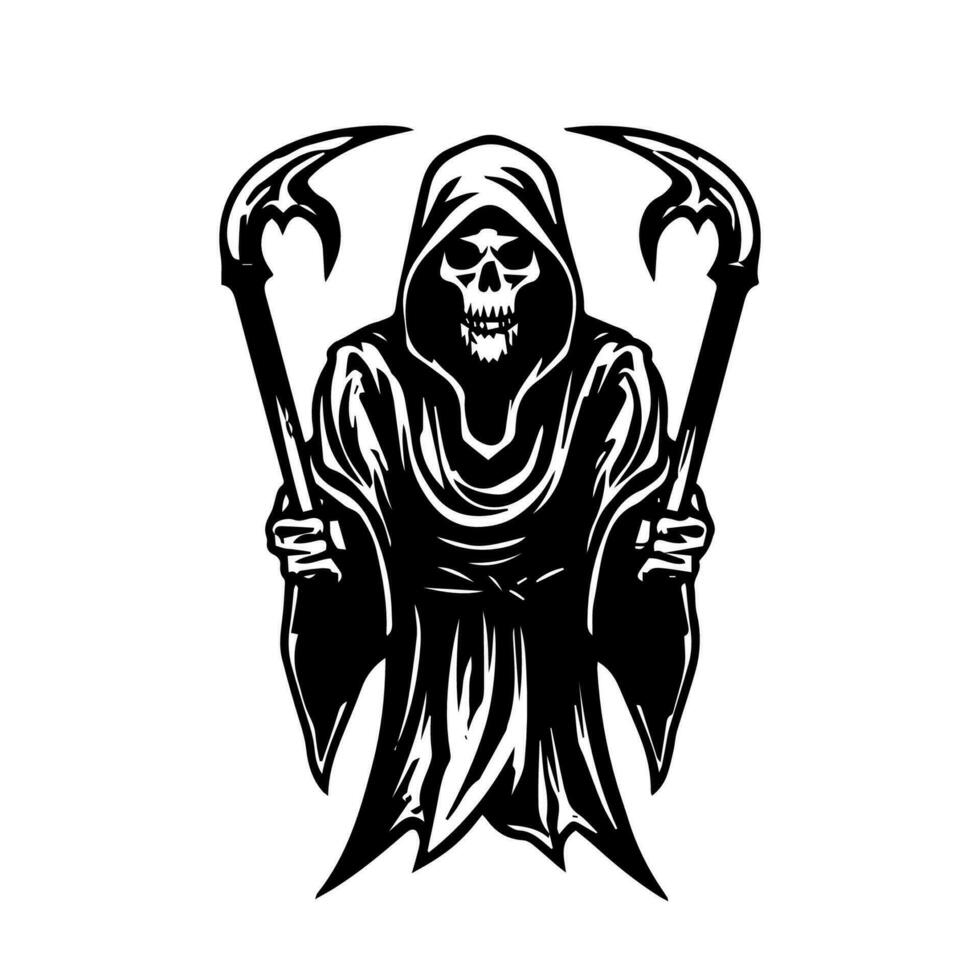 grim reaper hand drawn illustration vector