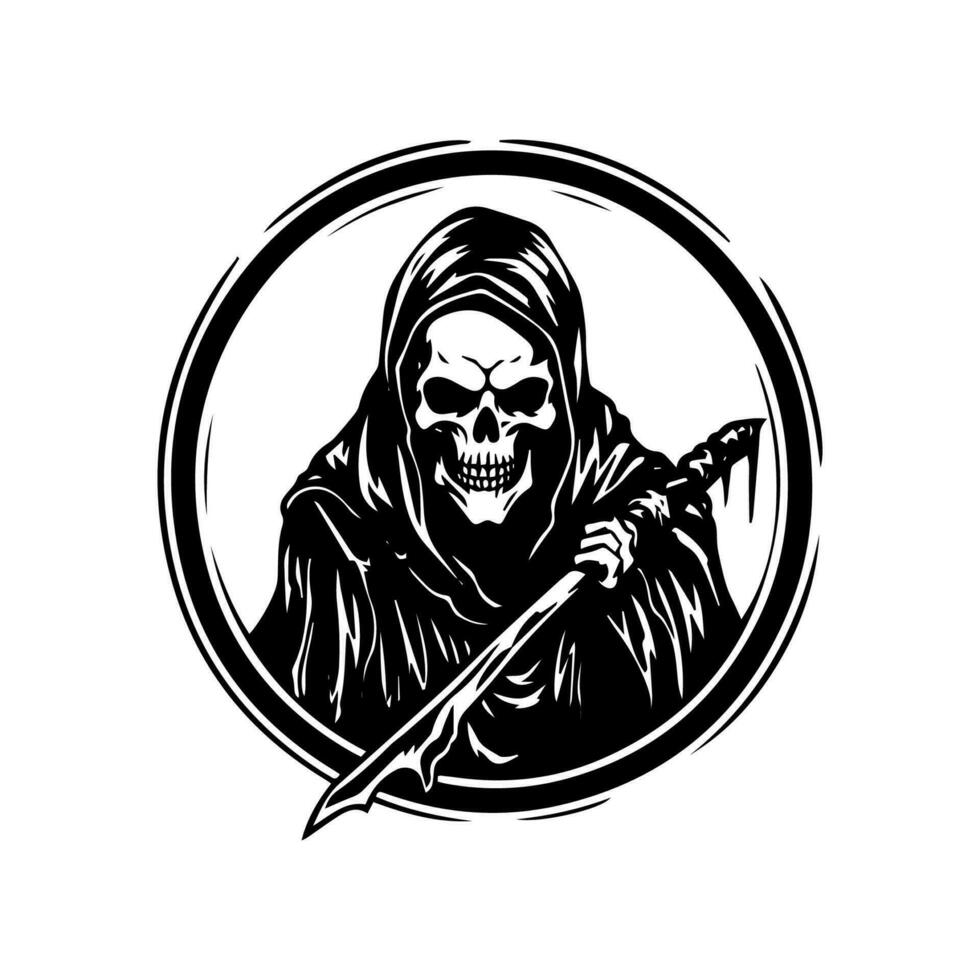 grim reaper hand drawn illustration vector