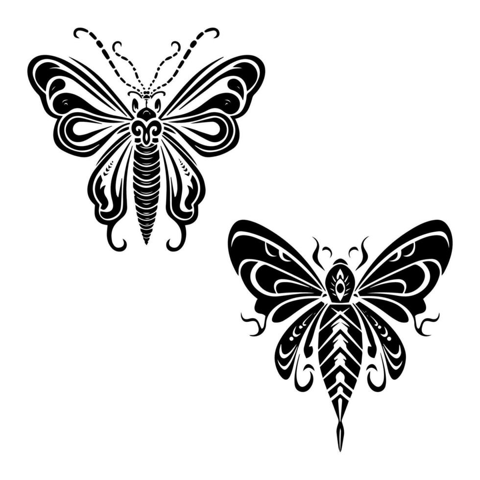 insect tribal tattoo hand drawn illustration vector