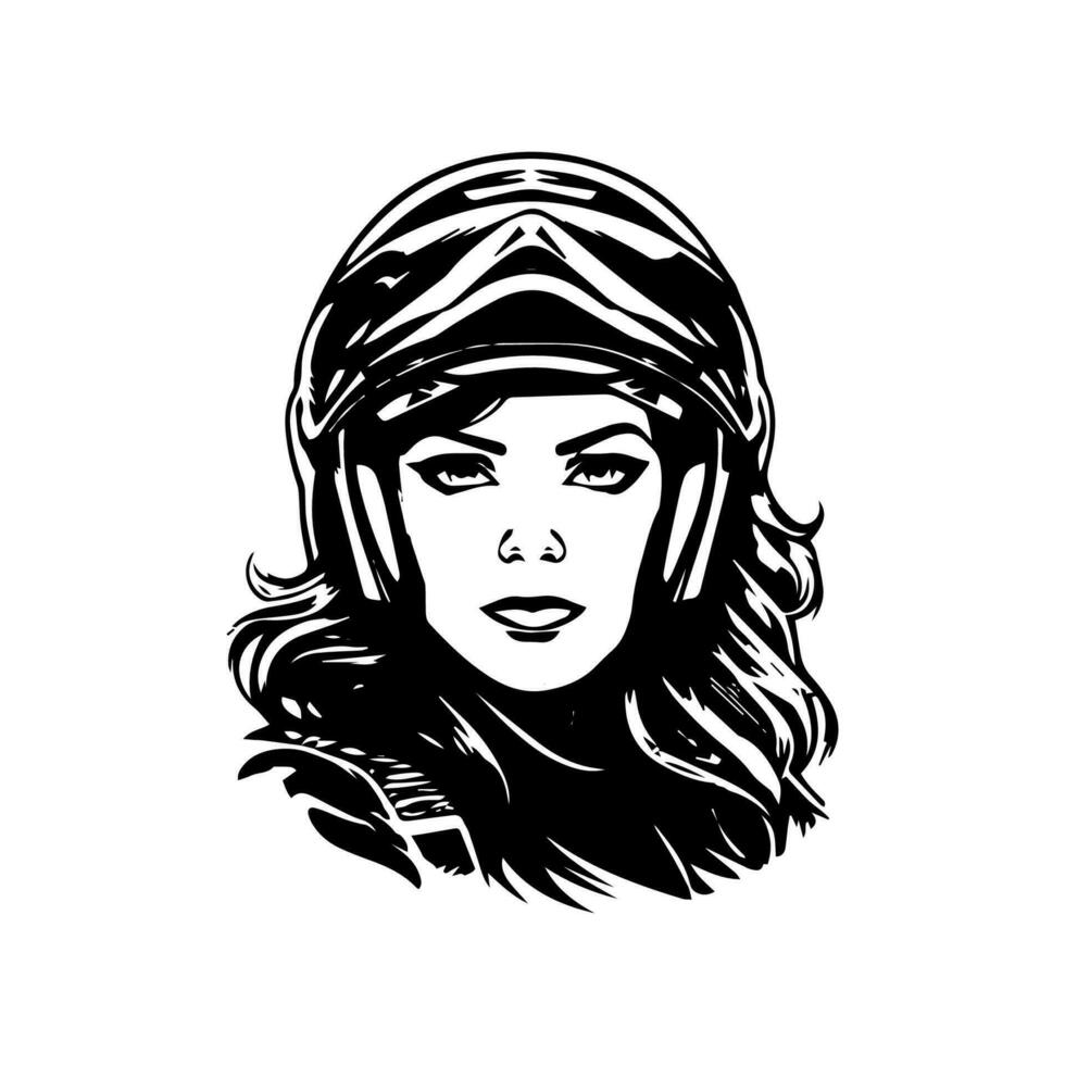 motocross girl biker logo design illustration vector