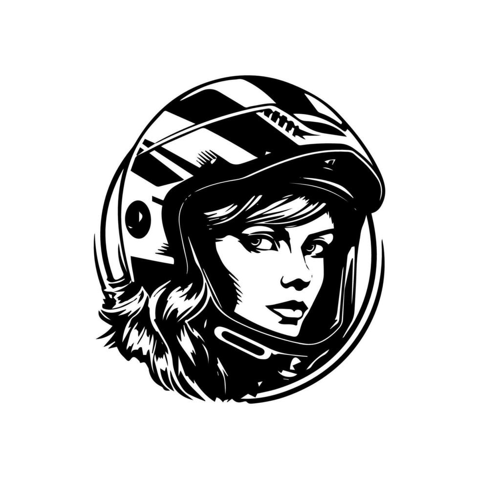 motocross girl biker logo design illustration vector