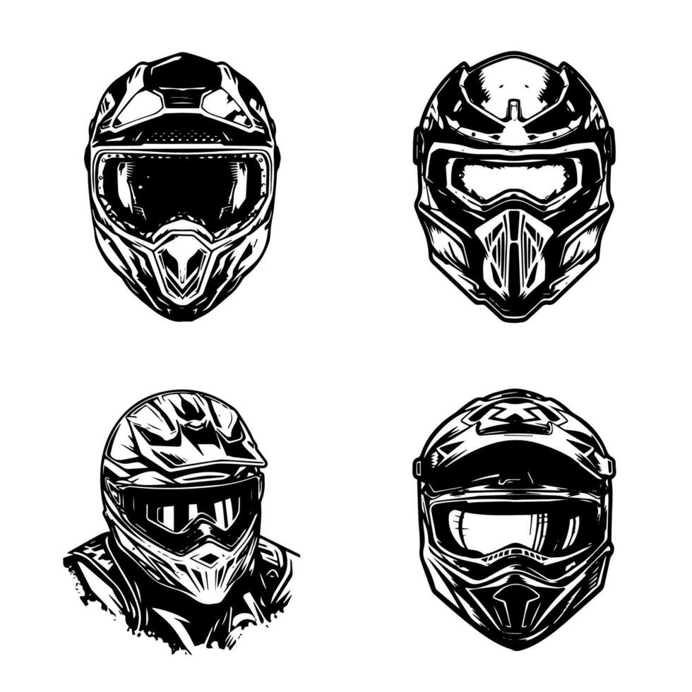motocross casco motorista logo diseño ilustración vector