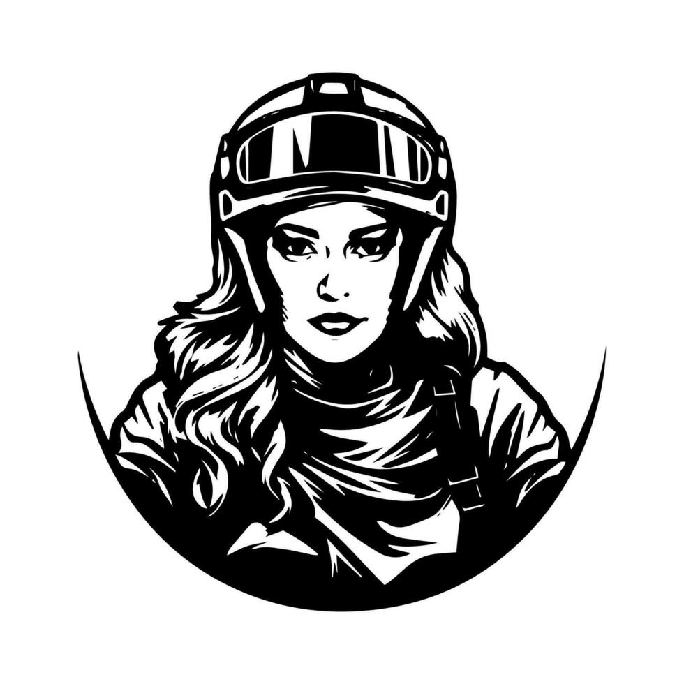 motocross niña motorista logo diseño ilustración vector