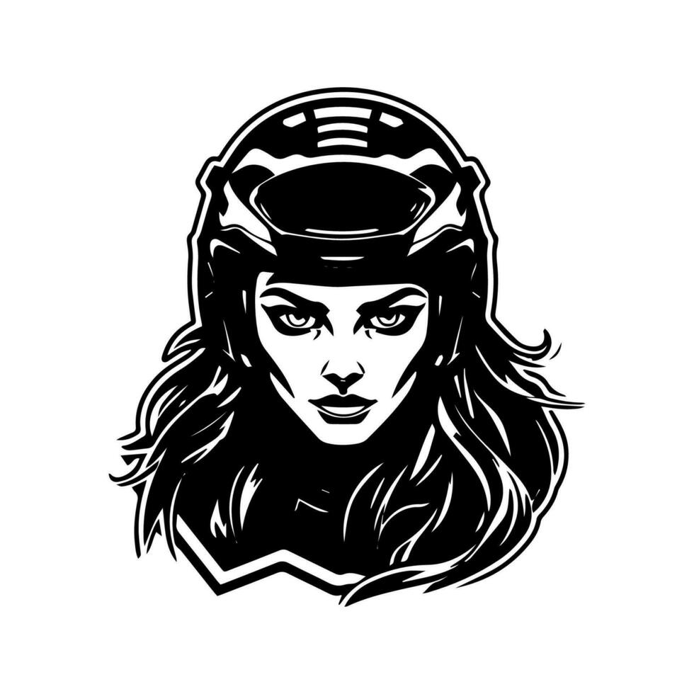 motocross niña motorista logo diseño ilustración vector