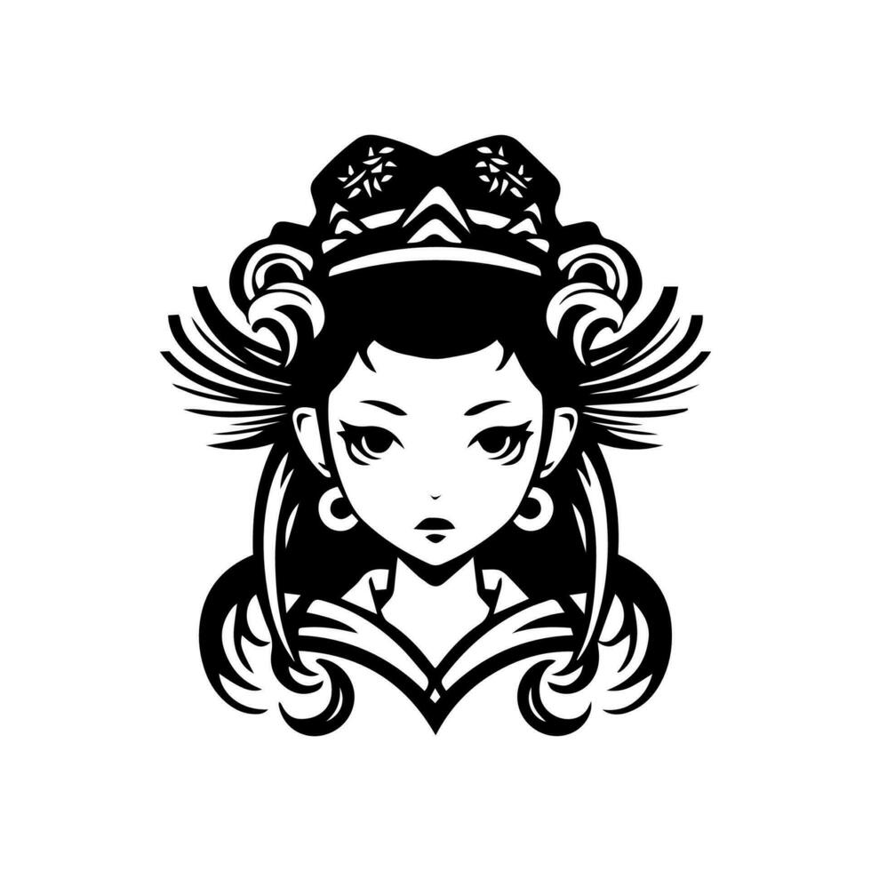 japanese geisha girl hand drawn logo design illustration vector