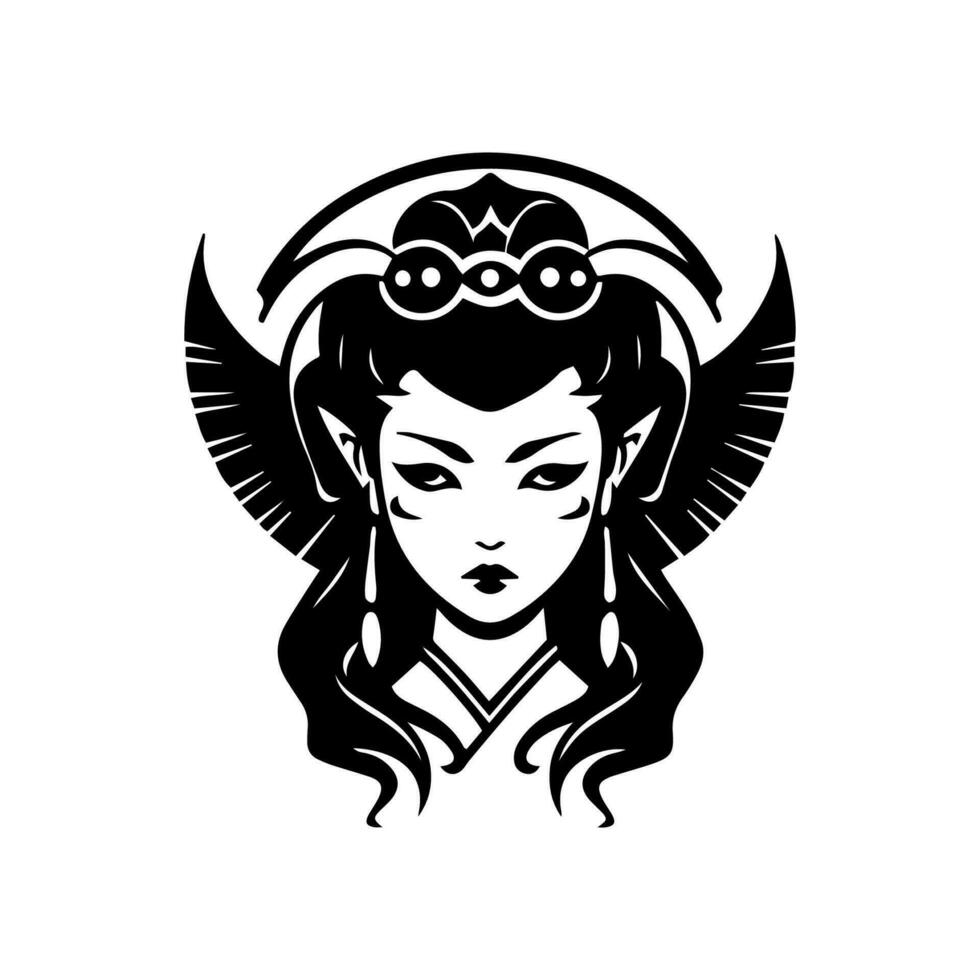 japanese geisha girl hand drawn logo design illustration vector