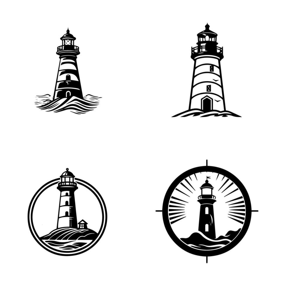 Lighthouse logo design illustration with a hand drawn touch, capturing the spirit of guidance and hope. vector