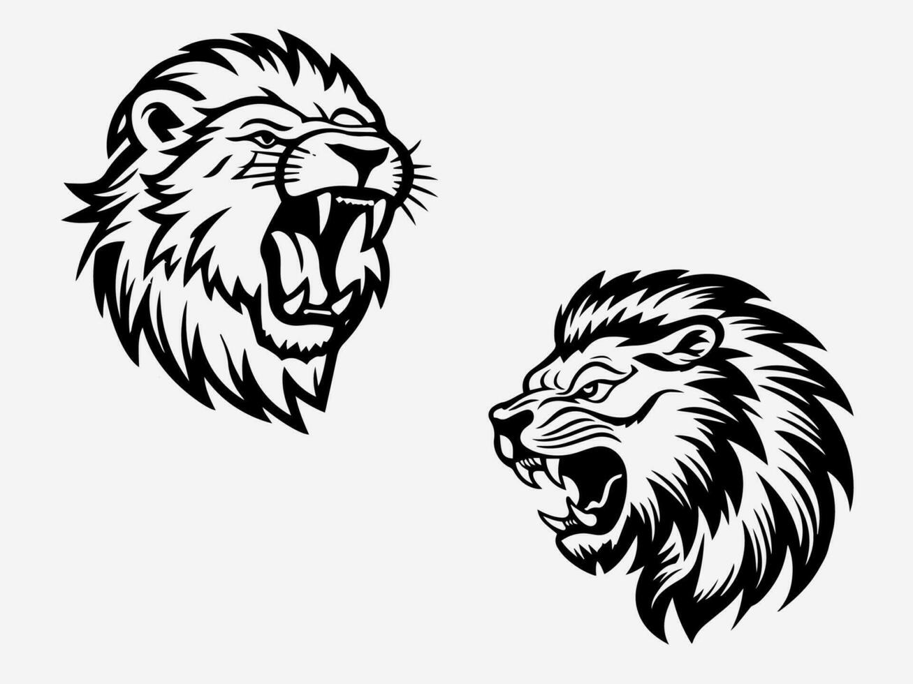Captivating hand drawn lion logo design illustration, representing courage, majesty, and the spirit of the wild vector