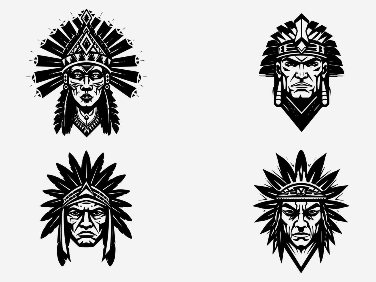 Intricate hand drawn illustration of a Native American Indian head, symbolizing wisdom, connection to nature, and spirituality vector