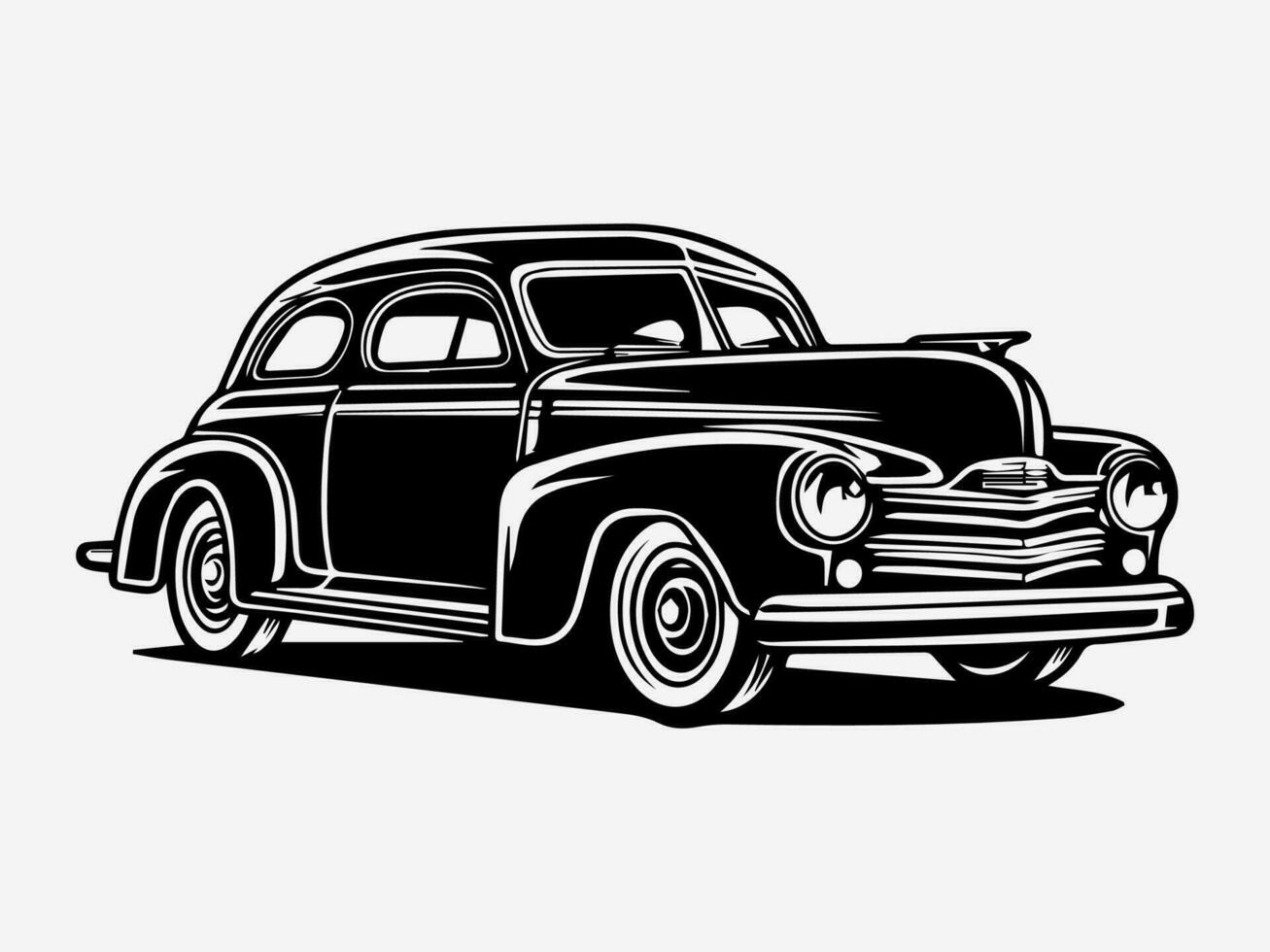 antiguo coche mano dibujado logo diseño ilustración vector