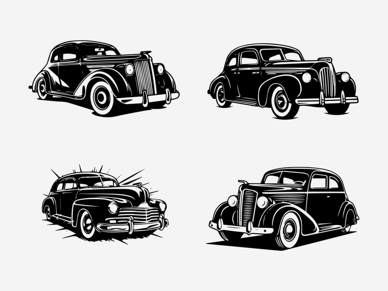 Vintage hand drawn logo design illustration of an old car, capturing the nostalgia and classic charm of automotive history vector