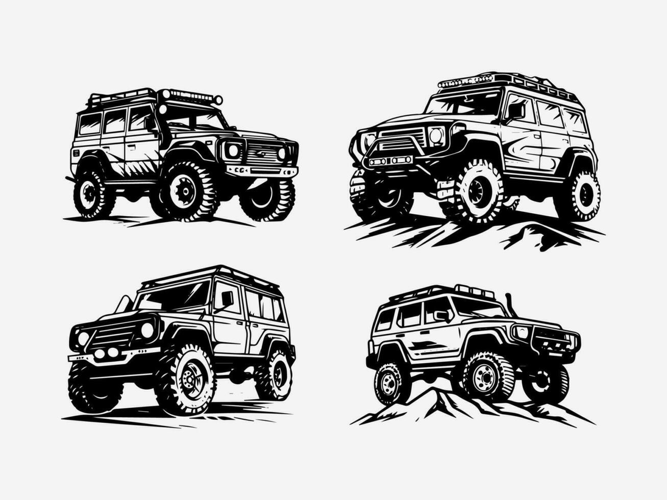 Off road car logo design with a hand drawn touch, perfect for adventure themed brands vector
