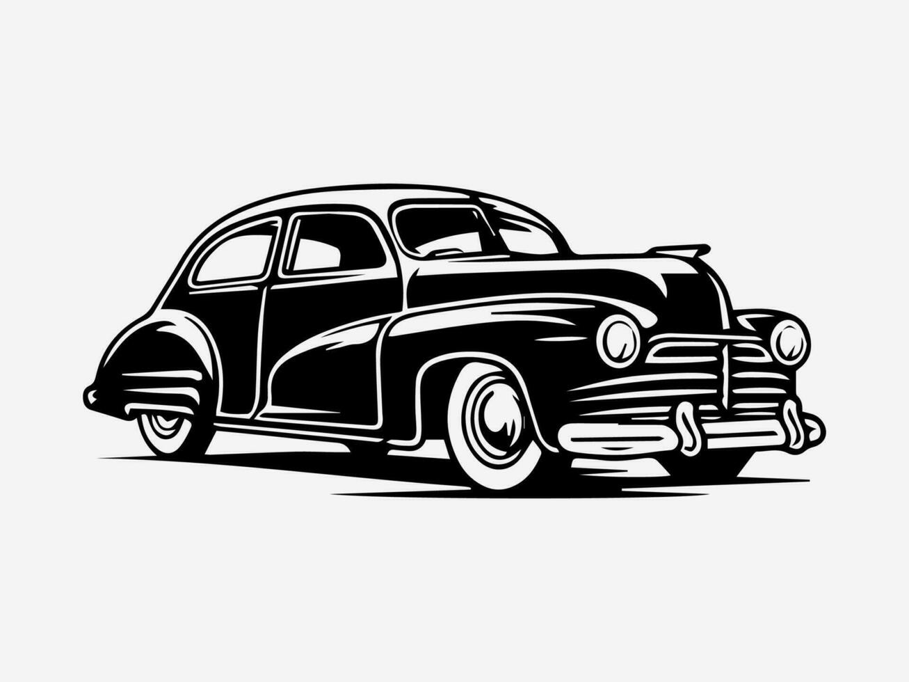 Vintage hand drawn logo design illustration of an old car, capturing the nostalgia and classic charm of automotive history vector