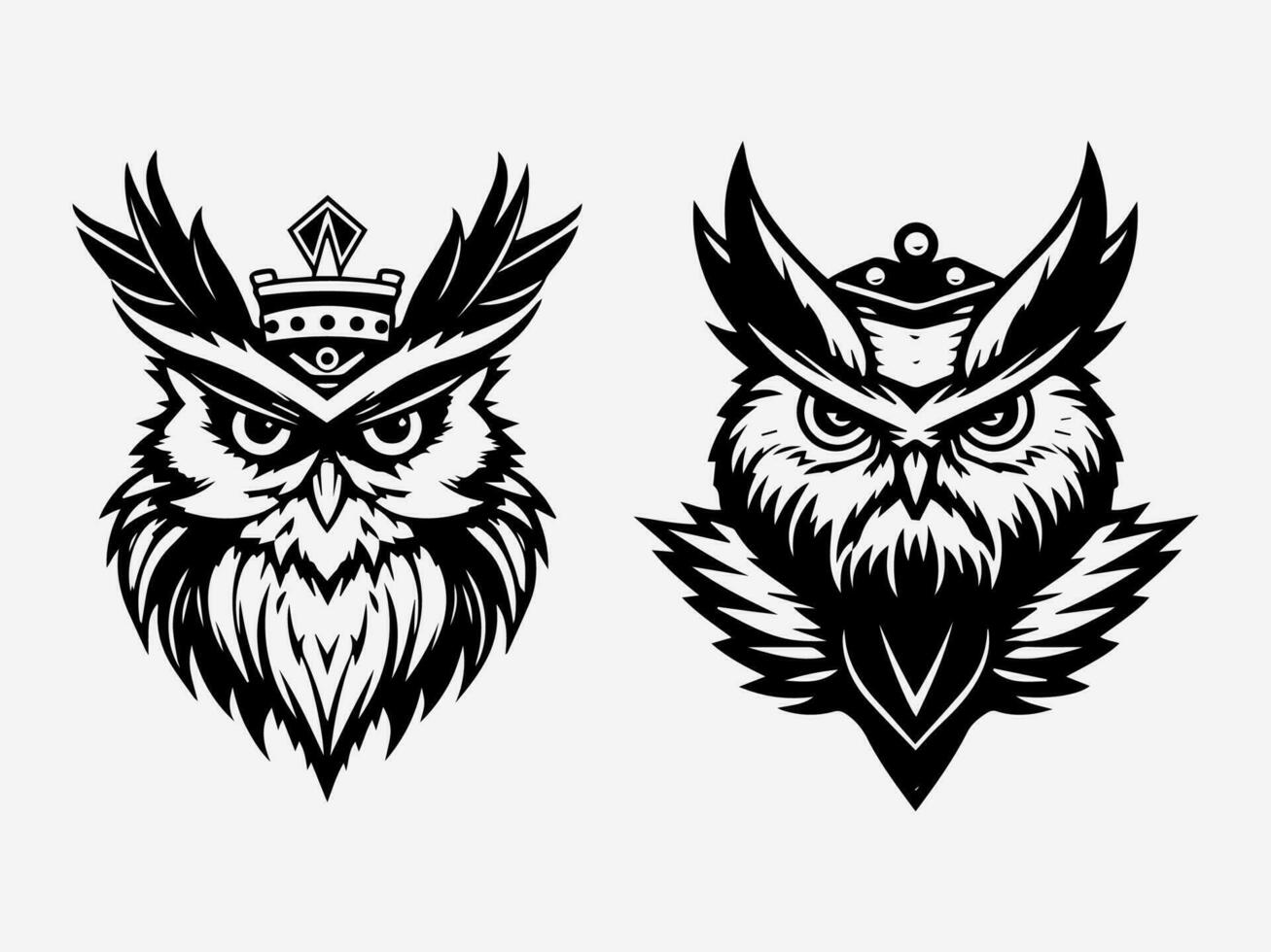 owl hand drawn logo design illustration vector