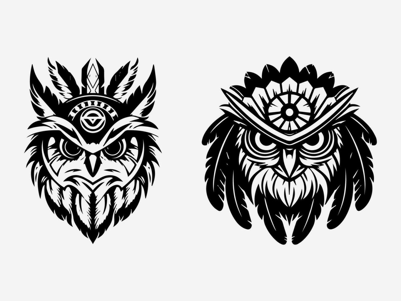 owl hand drawn logo design illustration vector