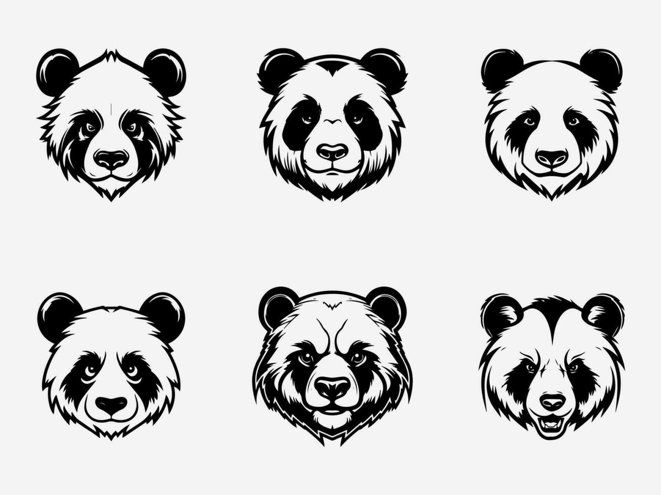 panda hand drawn logo design illustration vector