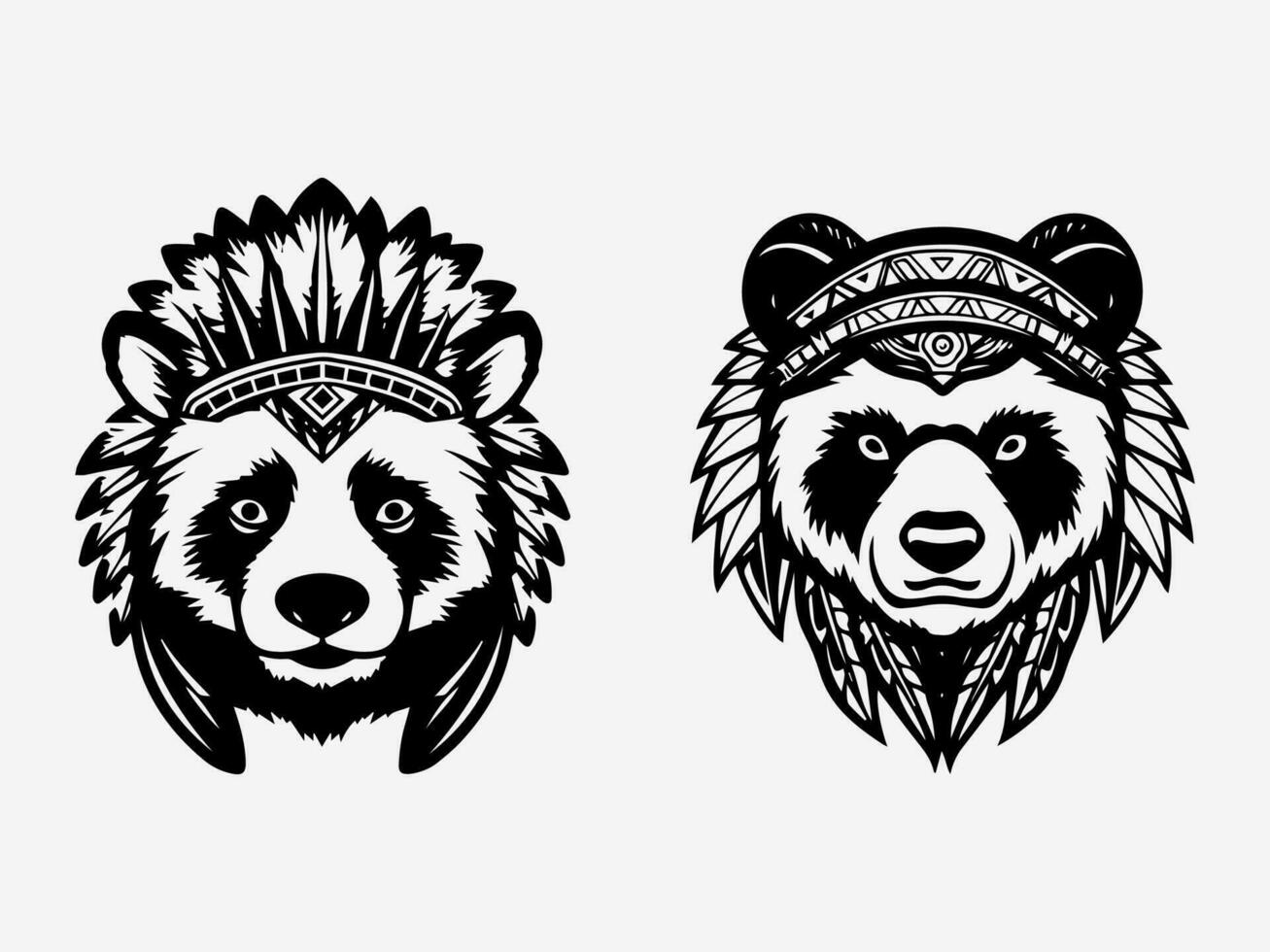 Expressive hand drawn logo design illustration featuring a panda, symbolizing gentleness, resilience, and harmony with nature vector